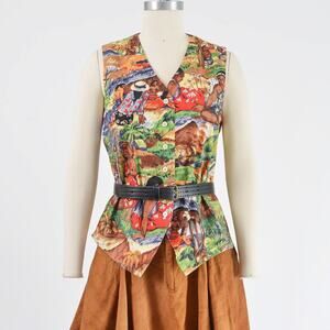 Vintage 90s Paul Gauguin Art Print Post-Impressionist Cotton Shirt Top S M